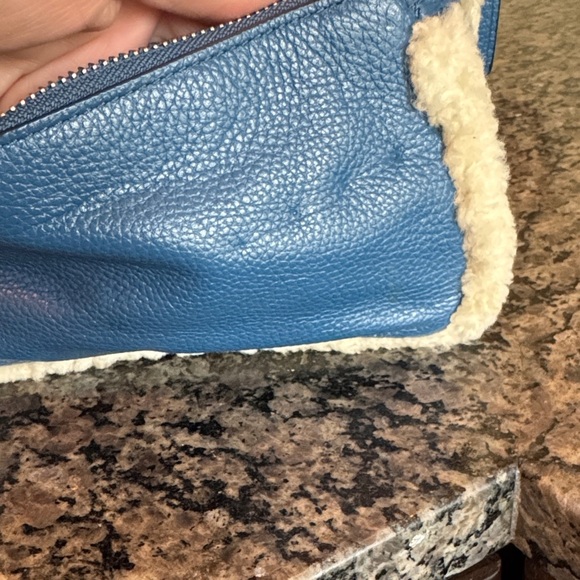 Coach Blue leather and sherling Wristlet with Chain - Picture 16 of 16